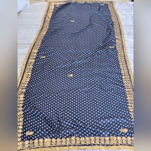 Elegant Blue and Gold Bhadani Dupatta Scarf